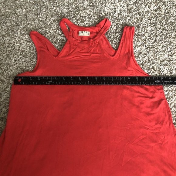 H.I.P. Long Sleeve Red Detail Neck Cold Shoulder Large Medium Shirt - Picture 9 of 12